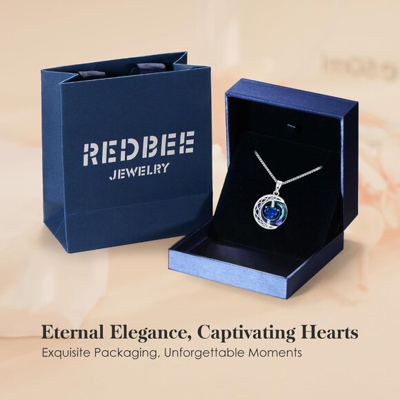 Necklace for Womens Blue Sapphire Necklace Moon Pendant S925 Sterling Silver Cry - Picture 6 of 6